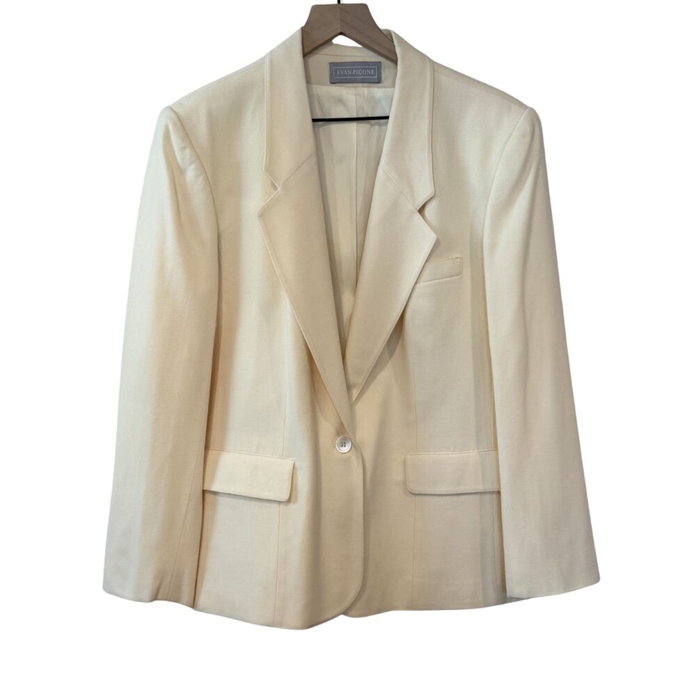 VTG Evan Picone Butter Yellow Wool Women's Blazer Size 16 American Made Office